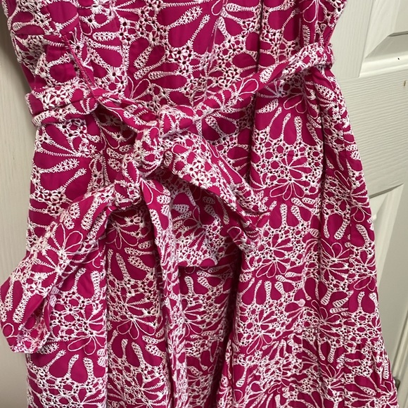 LOFT Pink and White Floral Embroidered Dress. NEW with Tags Sz 14 - Picture 4 of 7